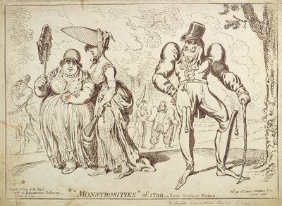 Monstrosities of 1799, or Scene in Kensington Gardens, published by Hannah Humphrey in 1799 by James Gillray